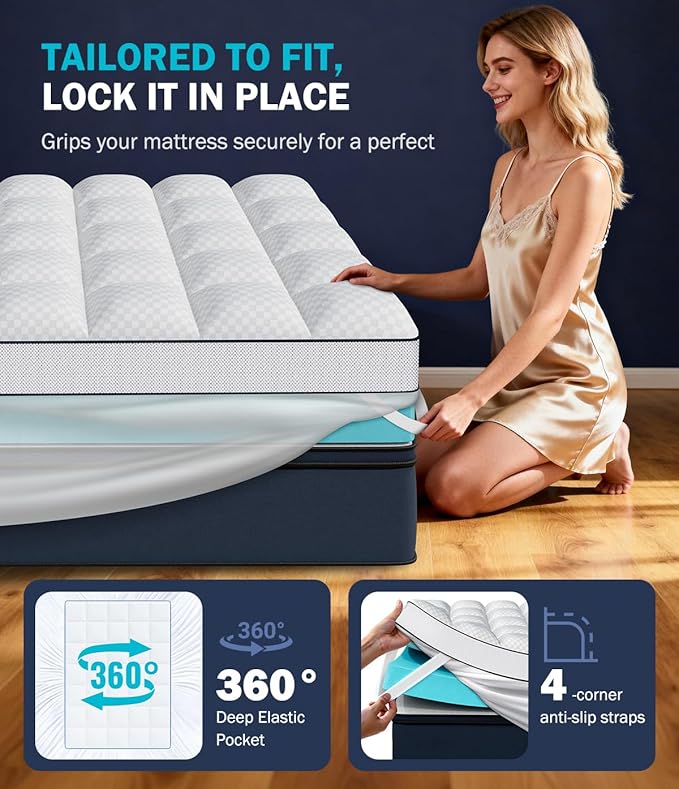 Dual Layer 4 Inch Memory Foam Mattress Topper Twin XL, College Dorm Room - Image 3
