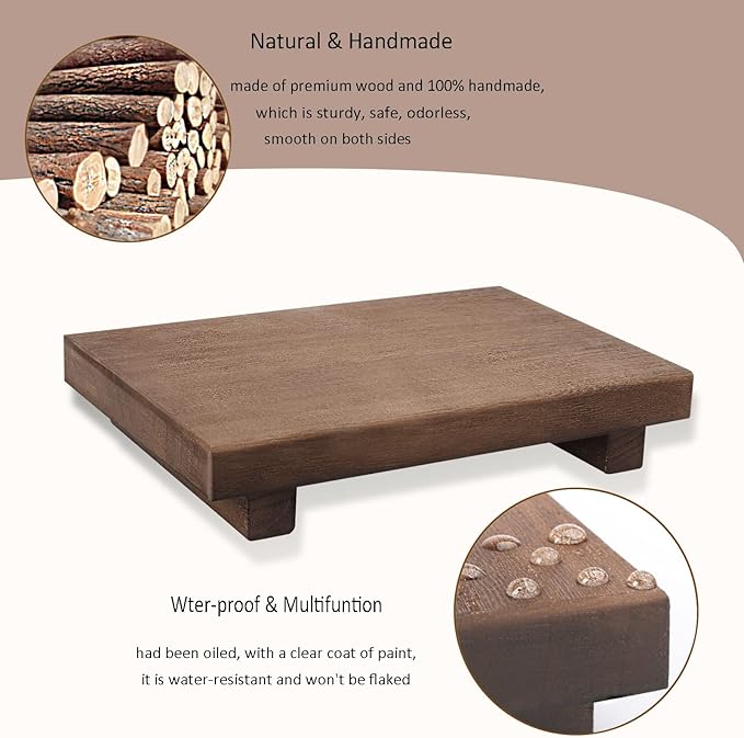zoocatia Small Wood Tray Pedestal Stand Farmhouse Bathroom Decor Decorative - Image 5