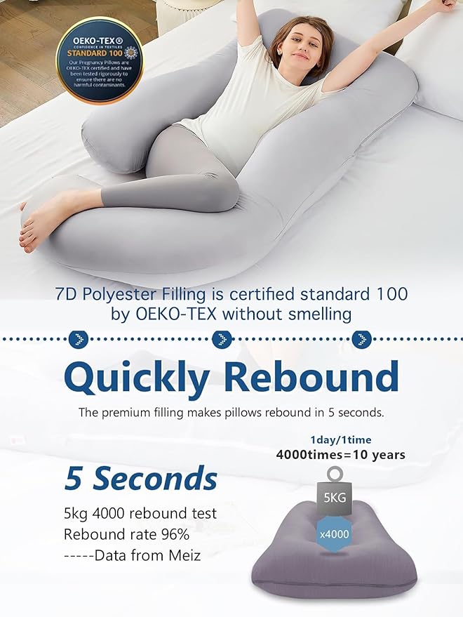 ZZZhen Pregnancy Pillow for Sleeping, G Shaped Maternity Pillow - Image 5