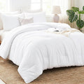 CozyLux California King Comforter Set White, 3 Pieces Cal King Solid Breathable by CozyLux