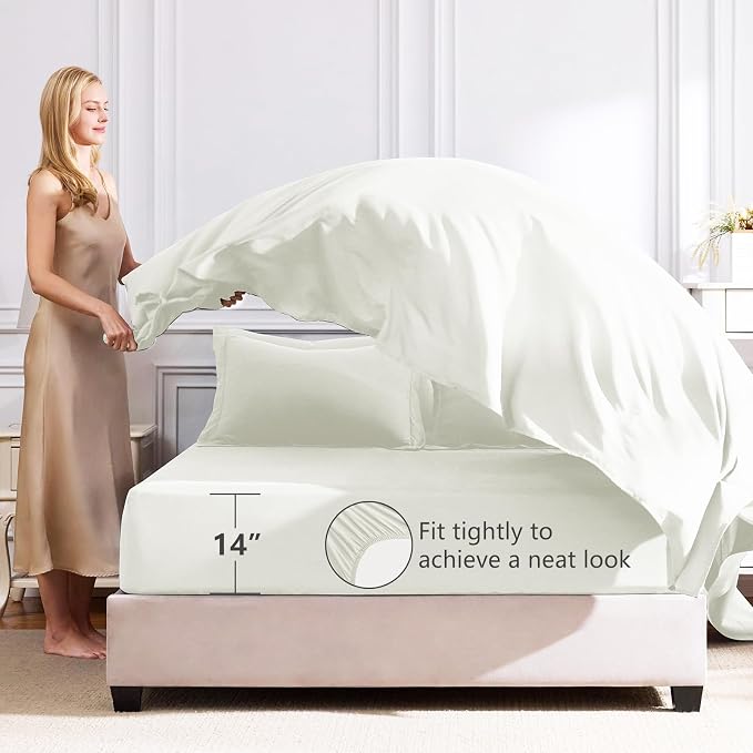 CozyLux Queen Comforter Set Ivory - Image 5