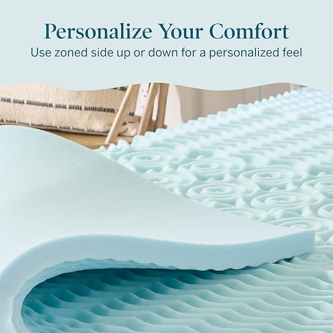 LUCID 2 Inch Gel Memory Foam Mattress Topper, Queen size – 5 Zones – Cooling - Image 5