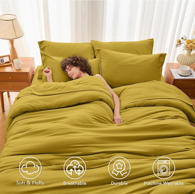 MUXHOMO 7 Pieces Queen Comforter Set, Soft Bed in a Bag Queen Size, All Season - Image 2