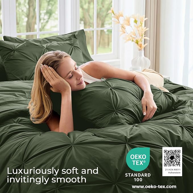 Sasttie California King Comforter Set, 7-Piece Bed in a Bag, Pintuck Bedding - Image 3
