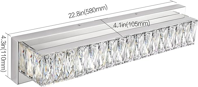 ZUZITO Crystal Bathroom Light Fixtures Over Mirror, 22.8in Modern LED Vanity - Image 3
