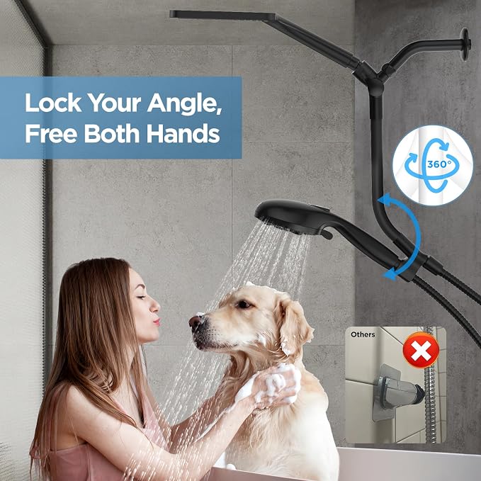 Dual Handheld Shower Head Combo, 2-in-1 Rain Shower Heads System Wide Rainfall - Image 4
