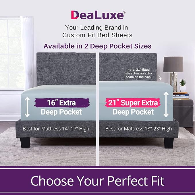 DeaLuxe Deep Pocket Twin Fitted Sheet – 17” - Image 2