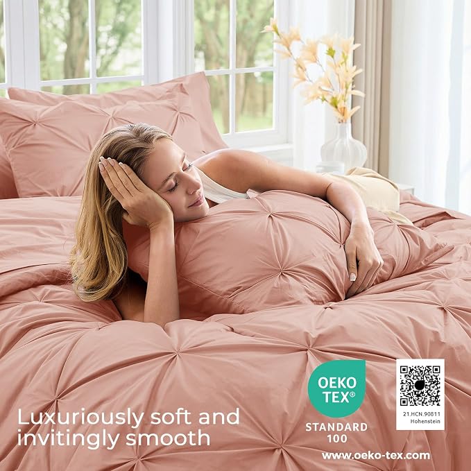 Sasttie California King Comforter Set, 7-Piece Bed in a Bag Cal King, Pintuck - Image 3