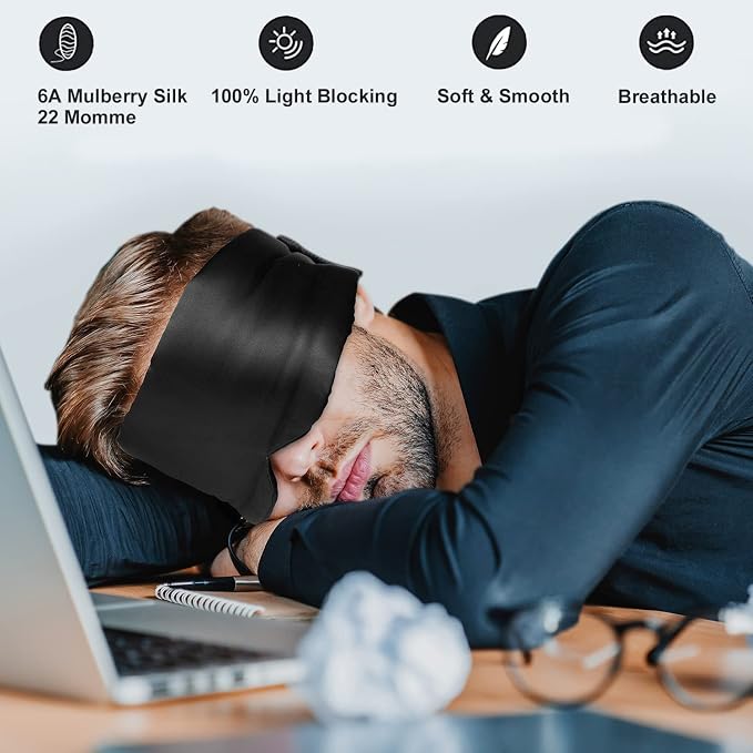 100% Mulberry Silk Eye Mask Blackout Sleeping Eye Cover - Image 4