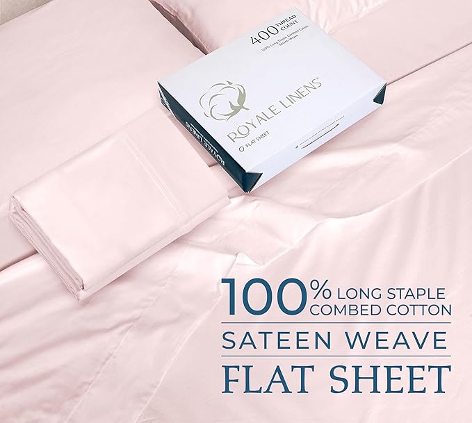 400 Thread Count 100% American Grown Cotton Pink Flat Sheet Only - Image 2