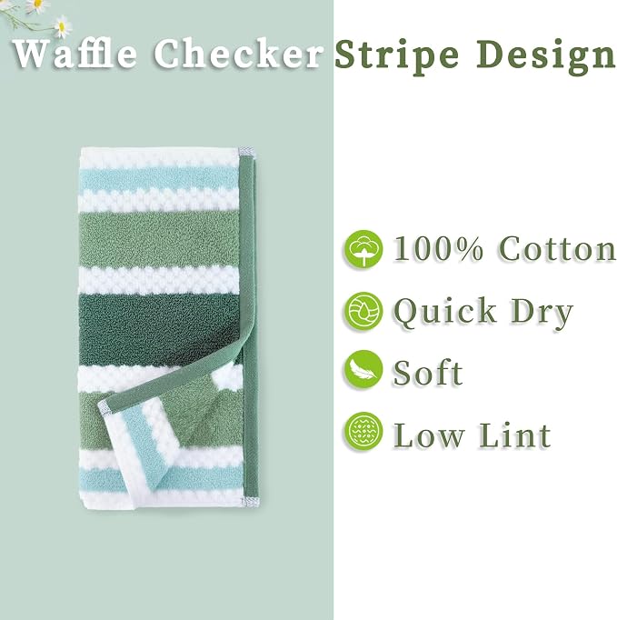 Green and White Washcloths - Image 2