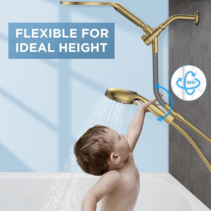 Dual Handheld Shower Head Combo, 2-in-1 Rain Shower Heads System 8 Inch - Image 3