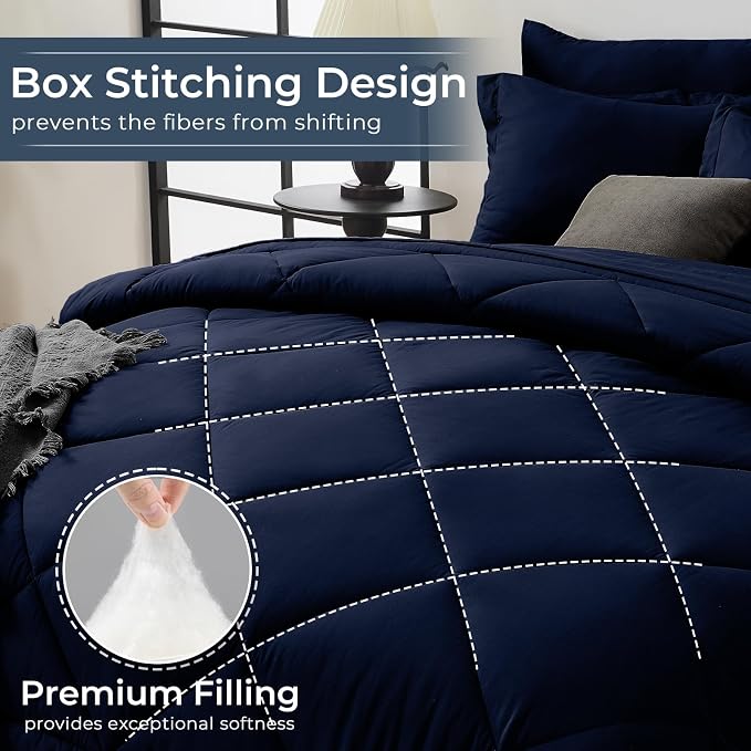 HEVUMYI Navy Blue Twin-XL Comforter Set - Image 4