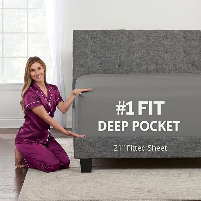 DeaLuxe Cal King Fitted Sheet Only Deep Pocket - 17in - 21in Inch + Extra Deep by DeaLuxeBedding