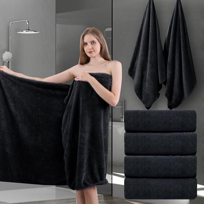 Ycosy Black Bath Towels Set 35x70 Inches by Ycosy