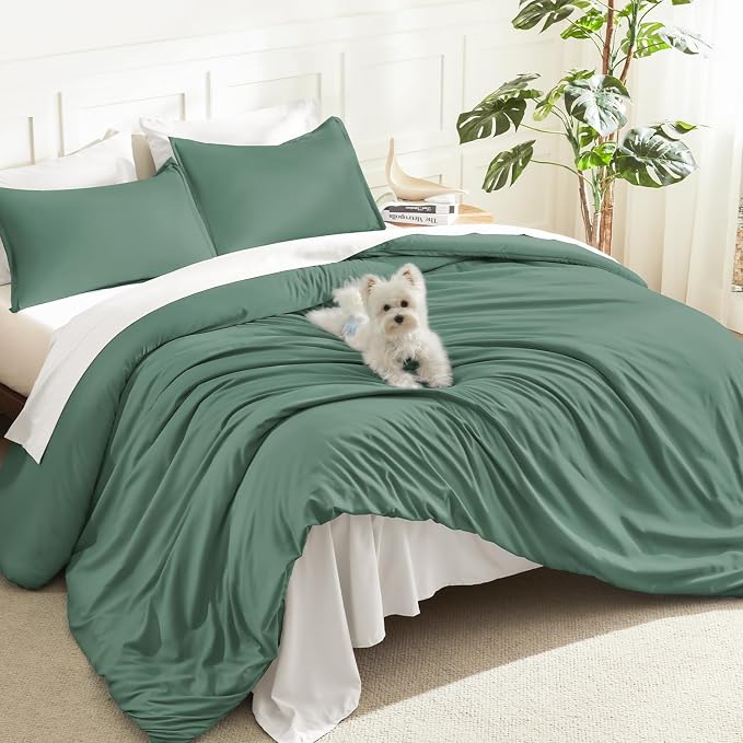 Litanika Comforters Full Size Haze Green, 3 Pieces Lightweight Solid Bedding by Litanika