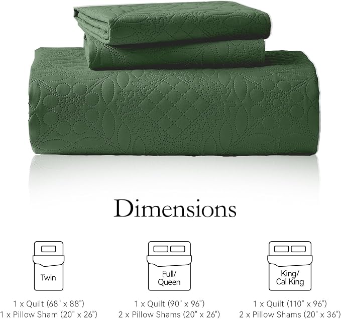 FLYMME Twin Quilt Bedding Set, Olive Green Ultra Soft Lightweight Microfiber - Image 6