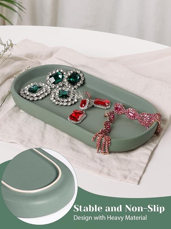 INGOFIN 7" Ceramic Bathroom Vanity Tray Set- 2 Pcs Bathroom Organizer - Image 5