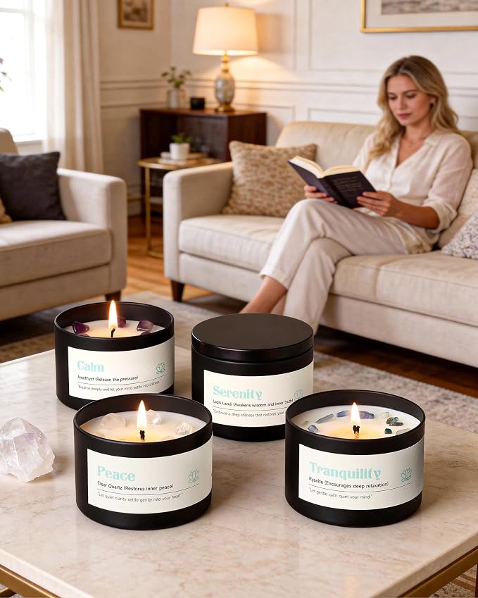 AOOVOO Crystal Calm Candles Set - Image 4