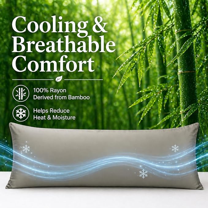 evoLive 100% Rayon Derived from Bamboo Cooling Breathable Body Pillow - Image 2