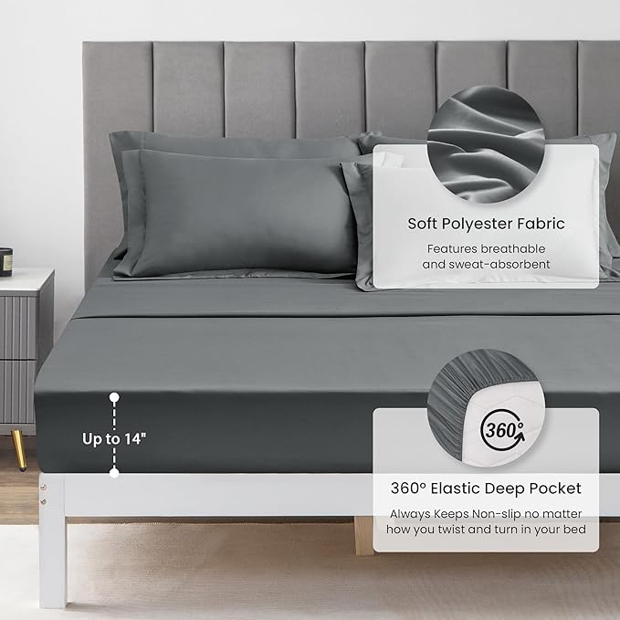 Love's cabin King Size Comforter Set Dark Grey, 7 Pieces King Bed in a Bag - Image 4