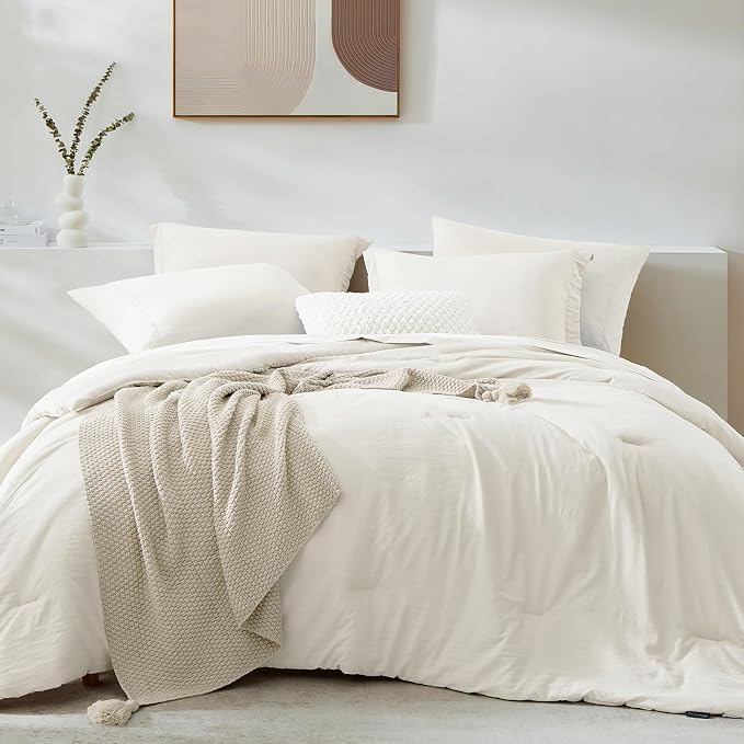 WRENSONGE King Comforter Set, 7 Pieces White Soft Bed in a Bag King by WRENSONGE