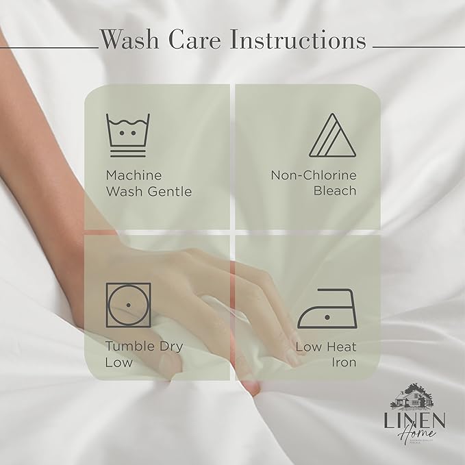 Linen Home 100% Cotton Percale Sheets King Size, Deep Pocket, 4 Pieces Set - Image 5