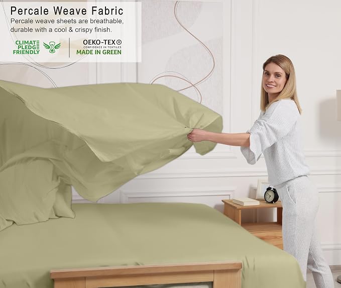 RUVANTI 100% Cotton Sheets – Full Size Percale Bedding, Cooling & Breathable - Image 3