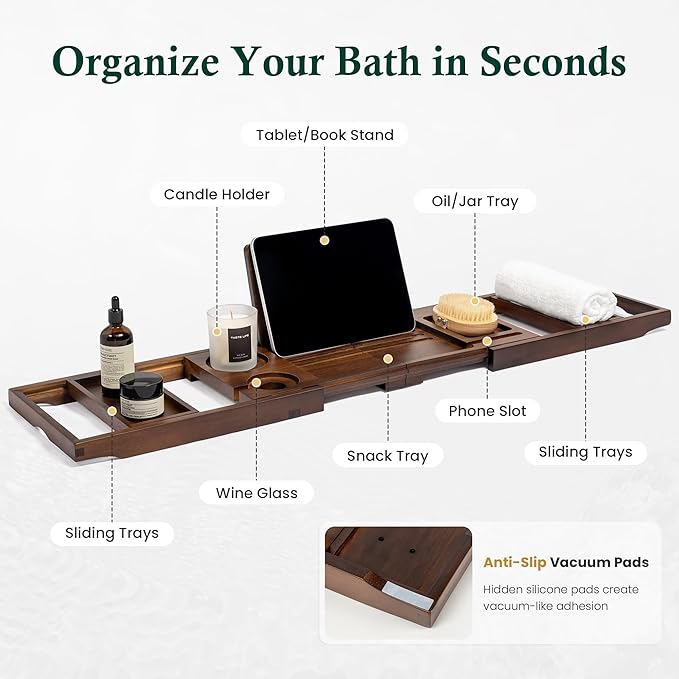 Teak Bathtub Tray, Bath Caddy - Image 3