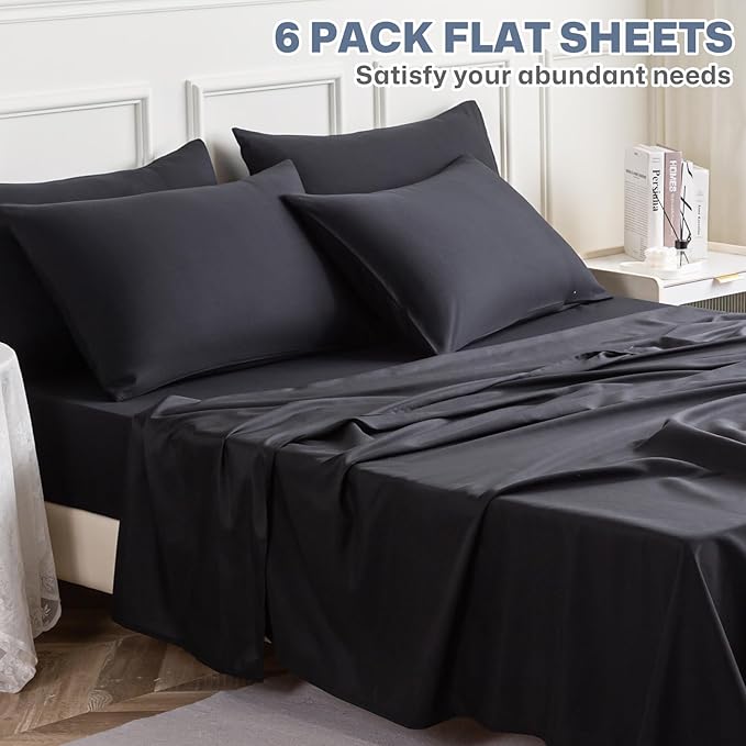 Lavisun Twin XL Flat Sheets only, 6 Pack Bulk Top Sheets - Image 2