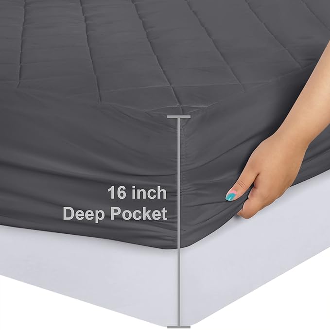 Utopia Bedding Quilted Fitted Mattress Pad, Queen Size, Elastic Fitted Mattress - Image 3