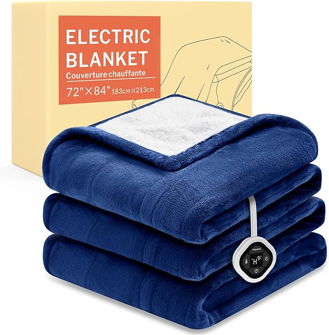 HOMLYNS LuxeHeat Heated Blanket Electric Blanket Full Size, Soft Flannel Sherpa by HOMLYNS