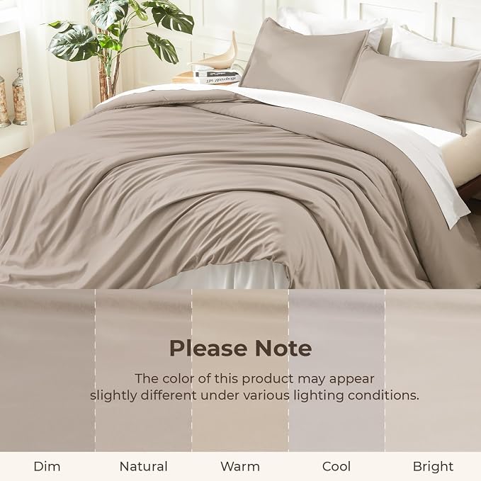 Litanika Light Coffee Comforter Set Queen Size, 3 Pieces Lightweight Solid - Image 8