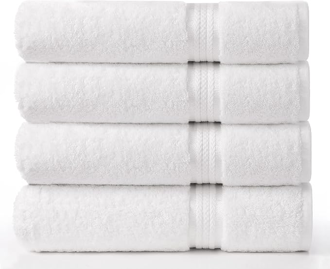 Cotton Craft Ultra Soft 4 Pack Oversized Extra Large Bath Towels 30x54 White by COTTONCRAFT