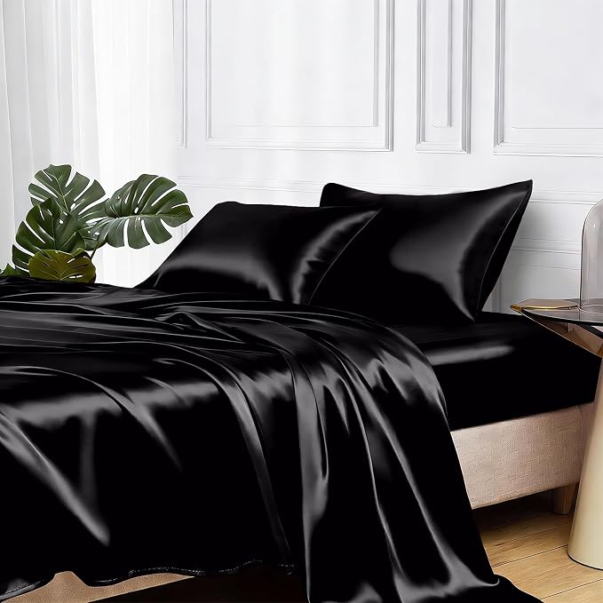 MR&HM Satin Bed Sheets, Twin XL Size Sheets Set by MRHM
