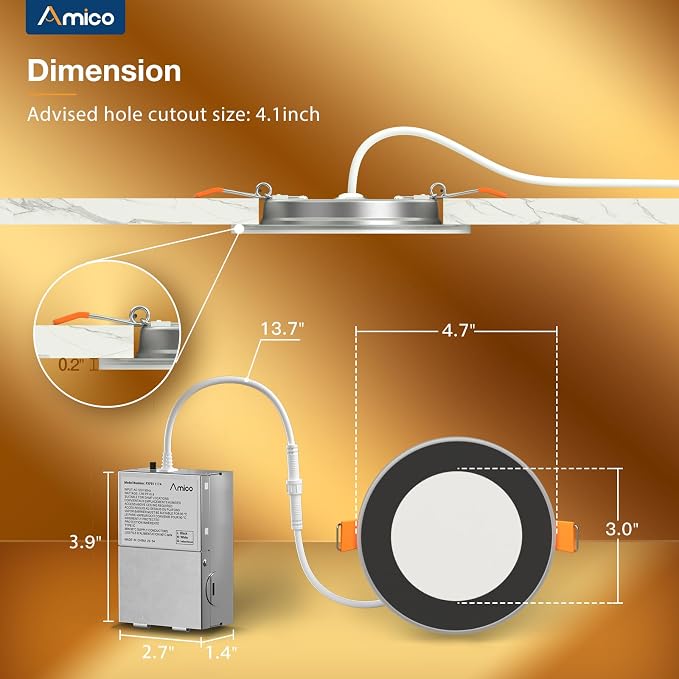Amico 6 Pack Black 4 Inch 5CCT LED Recessed Ceiling Light - Image 5