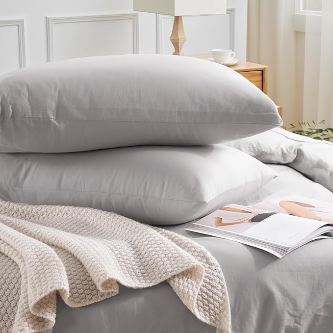 NEXHOME PRO Duvet Cover Set Queen Size Linen Feel Textured Organic Natural 100% - Image 5