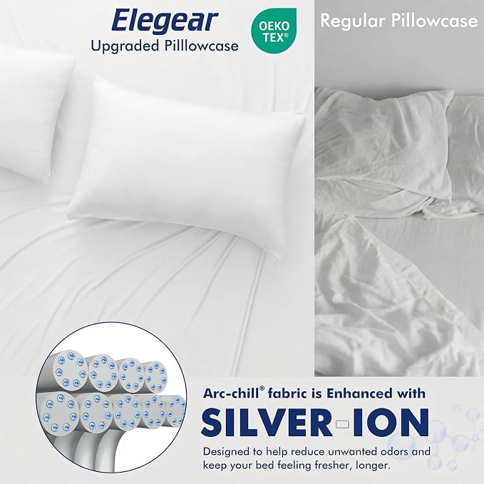 Elegear Cooling Pillow Cases for Hot Sleepers, Soft Silky Pillowcases for Hair - Image 3