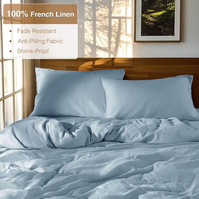 SONORO KATE 100% French Linen Duvet Cover Queen Size, Soft Breathable - Image 2