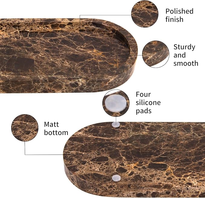 Natural Marble Tray Oval, Bathroom Vanity Tray - Image 3