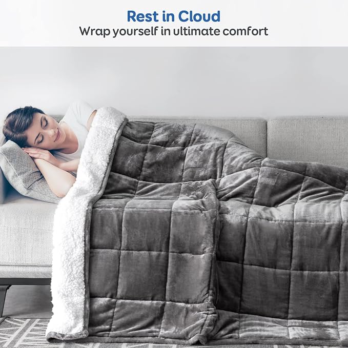 Cottonblue Weighted Blanket 20 lbs, Sherpa Fleece Weighted Blanket Queen Size - Image 6