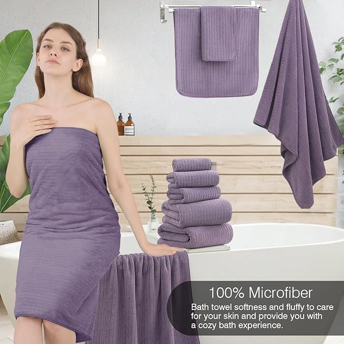 18 Piece Family Bath Towel Set Include 6 Bath Towels, 6 Hand Towels and 6 - Image 4