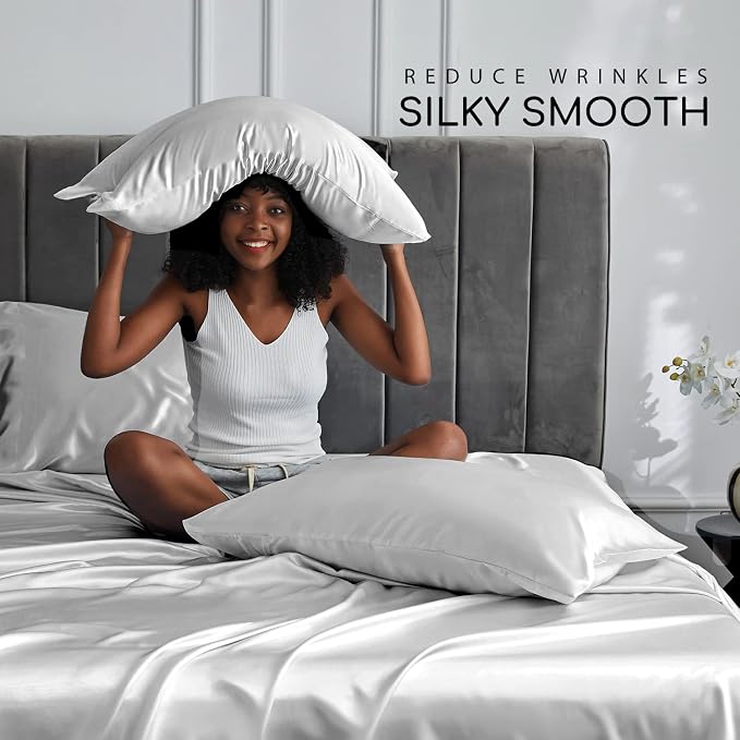 MR&HM Satin Bed Sheets, King Size Sheets Set - Image 3