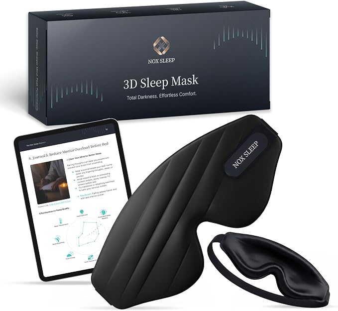 Nox Sleep 3D Sleep Mask for Men, 100% Blackout Eye Mask for Sleep, Ice Silk by NOXSLEEP