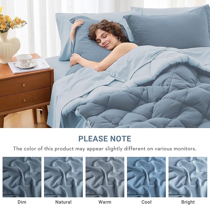 MUXHOMO 7 Pieces King Comforter Set, Reversible Bed in a Bag King Size - Image 4
