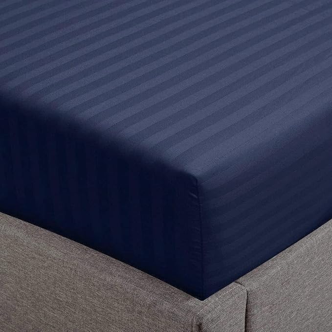 Feather & Stitch 1 Piece Fitted Sheet Full Size, 100% Cotton Damask Sateen Weave by FEATHERSTITCHNEWYORK