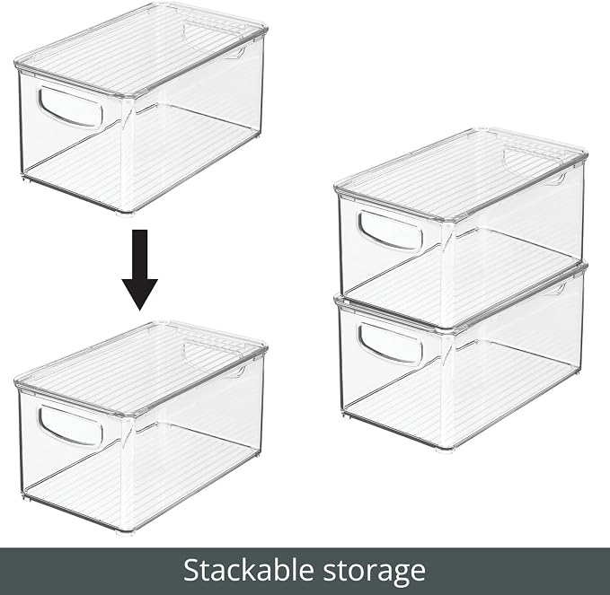 mDesign Deep Plastic Bathroom Storage Bin Box, Lid/Built-in Handles, - Image 5