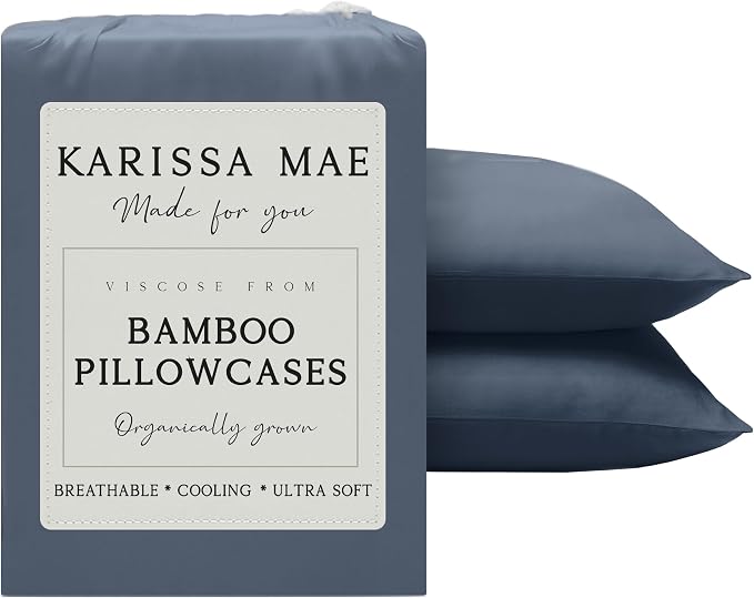 Karissa Mae Cooling Bamboo Viscose Standard Size Pillowcase Set | 100% by KARISSAMAE