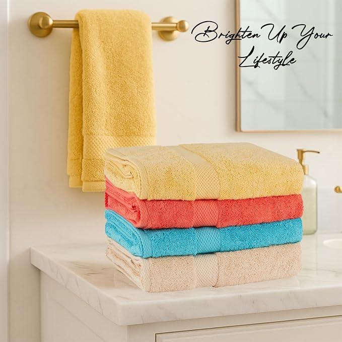 BolBom Towels 4 Pack Medium Bath Towel Set, 27“X54” Inches, 500 GSM 100% Ring - Image 6
