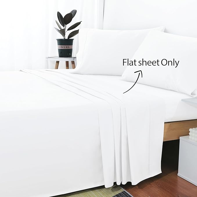 Cotton King Flat Sheet Only, 600 Thread Count 100% Egyptian Cotton Top Sheet - Image 2